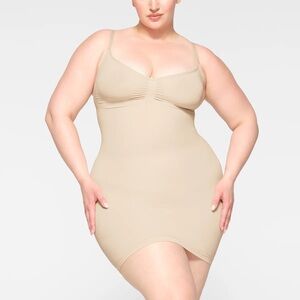 skims seamless sculpt slip dress in sand